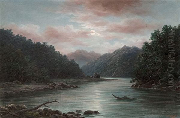 Karangarua River Oil Painting by William George Baker