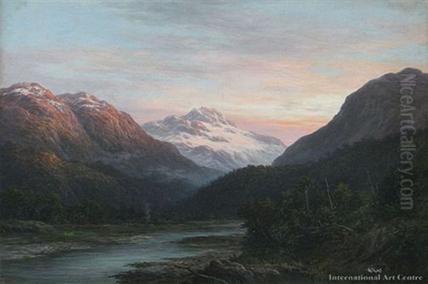 Mt Aspiring Near Waitomo Valley Oil Painting by William George Baker