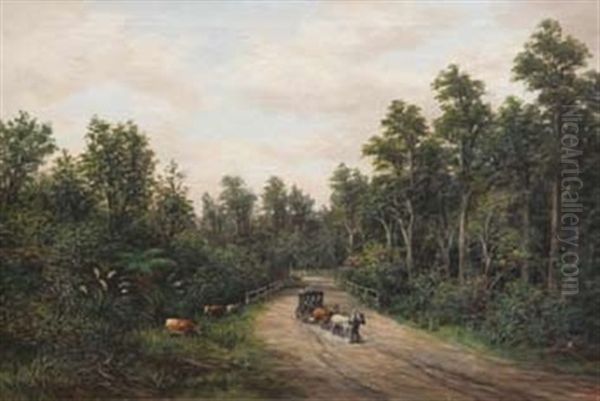 Awahuri Road, Feilding Oil Painting by William George Baker