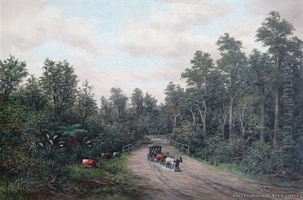 Awahuri Road, Fielding Oil Painting by William George Baker