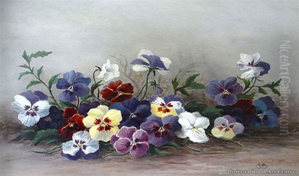 Pansies Oil Painting by William George Baker