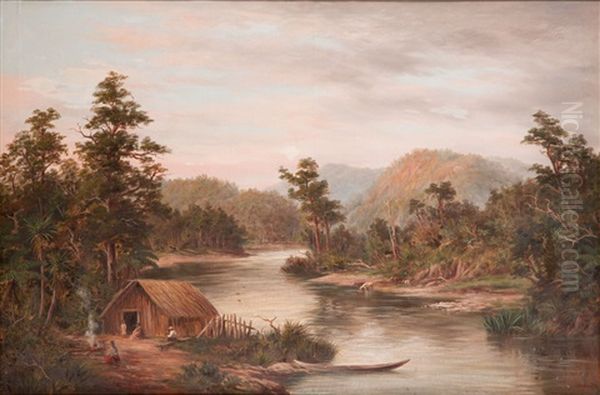 Upper Waihou River Oil Painting by William George Baker