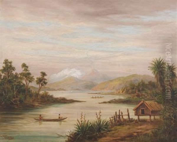 Lake Taupo Oil Painting by William George Baker