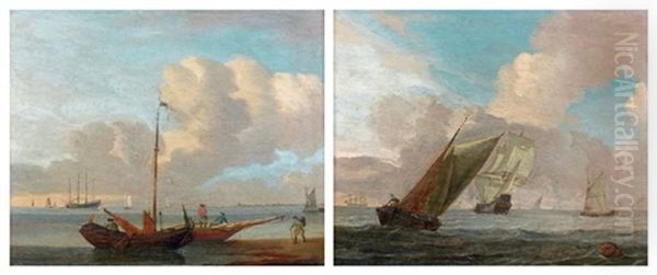 Marine (2 Works) Oil Painting by Ludolf Bakhuyzen the Elder