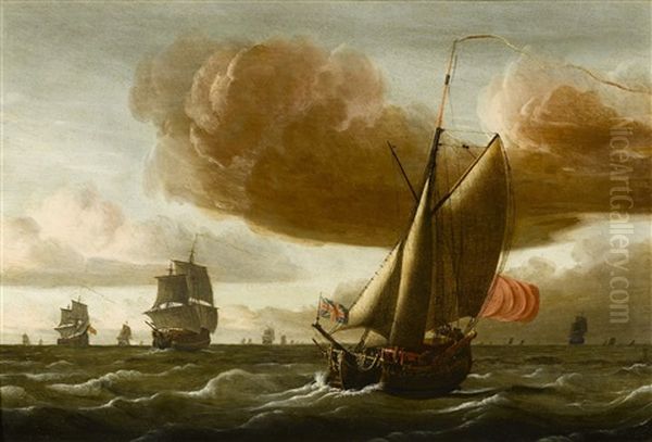 Ships At Sea Oil Painting by Ludolf Bakhuyzen the Younger