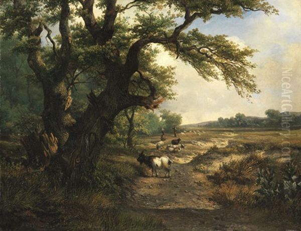 Hollandische Landschaft Mit Ziegenherde by Alexander Hieronymus Bakhuyzen