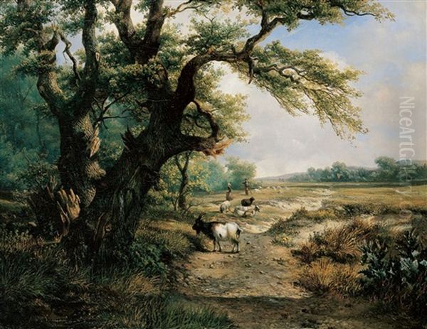 Hollandische Landschaft Mit Ziegenherde Oil Painting by Alexander Hieronymus Bakhuyzen