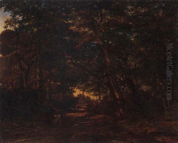 The Wooded Path To Market Oil Painting by Alexander Hieronymus Bakhuyzen