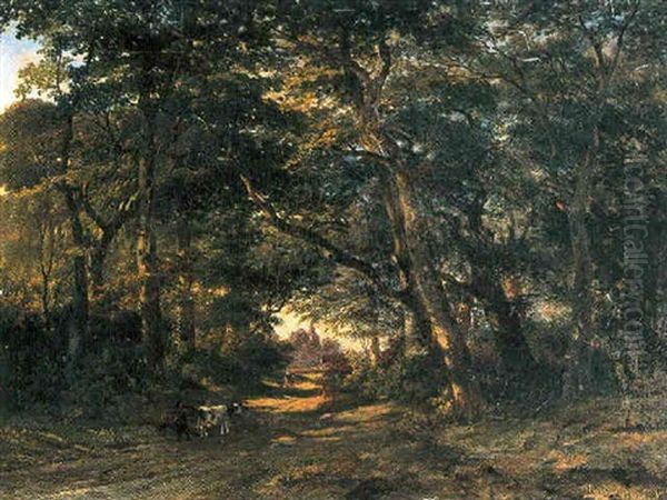 Bosrijk Landschap Met Middagzon Oil Painting by Alexander Hieronymus Bakhuyzen