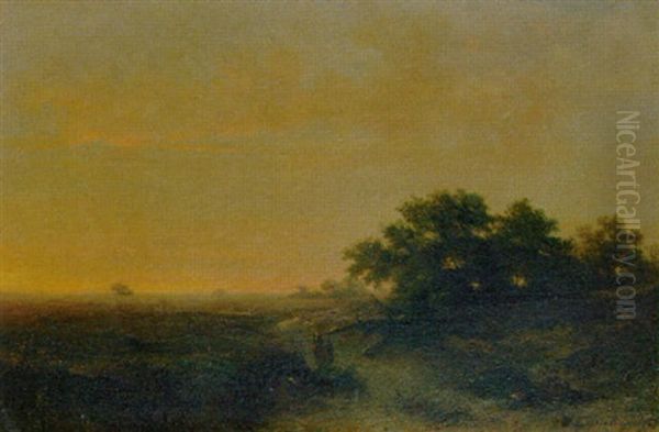 Figures On A Country Road Oil Painting by Alexander Hieronymus Bakhuyzen