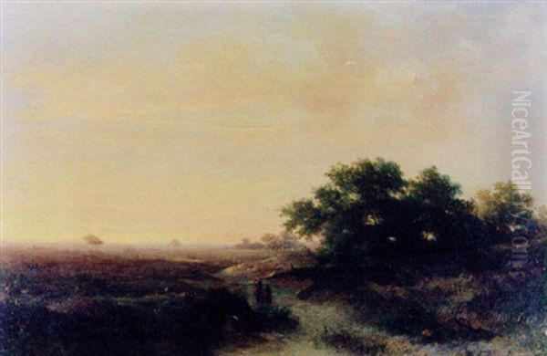 Abendlandschaft Mit Figurenstaffage Oil Painting by Alexander Hieronymus Bakhuyzen