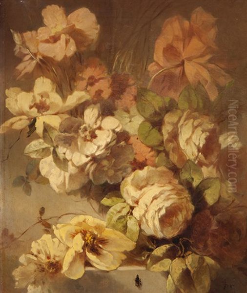 A Summer Still Life Of Flowers Oil Painting by Gerardina Jacoba van de Sande Bakhuyzen