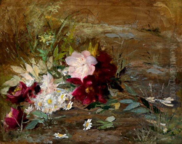 Blumen Am Bachufer Oil Painting by Gerardina Jacoba van de Sande Bakhuyzen