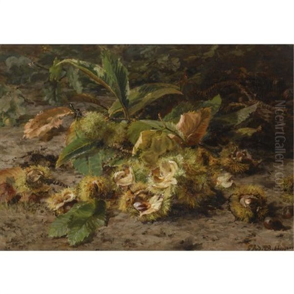 A Still Life With Sweet Chestnuts Oil Painting by Gerardina Jacoba van de Sande Bakhuyzen