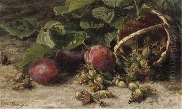 Le Dessert De Bebe - Prunes And Hazelnuts Oil Painting by Gerardina Jacoba van de Sande Bakhuyzen