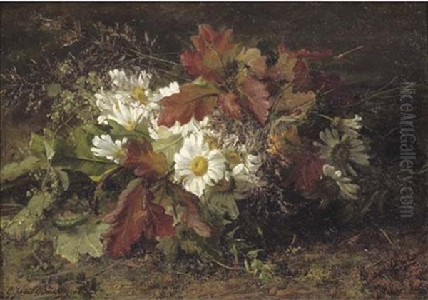 An Autumn Bouquet With Oak Leaves Oil Painting by Gerardina Jacoba van de Sande Bakhuyzen