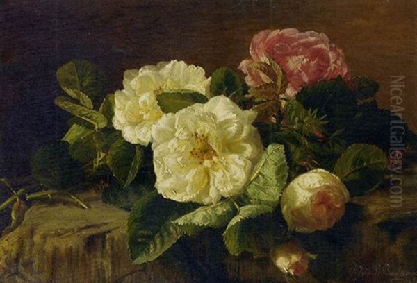 Wild Roses Oil Painting by Gerardina Jacoba van de Sande Bakhuyzen