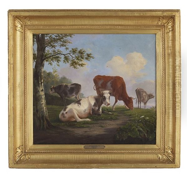 Cattle In A Landscape Oil Painting by Hendrik van de Sande Bakhuyzen