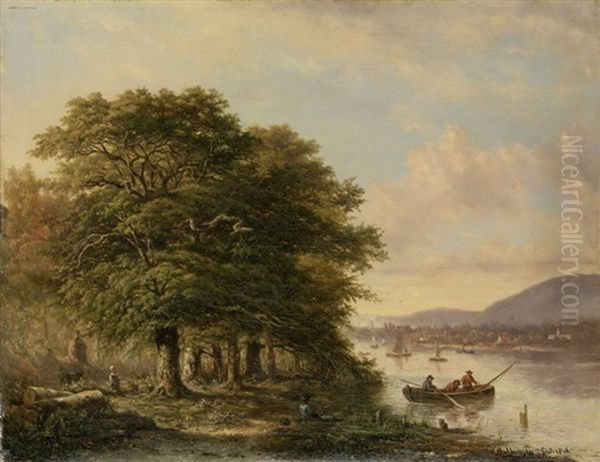 Sonnenuntergang Am Fluss Oil Painting by Hendrik van de Sande Bakhuyzen