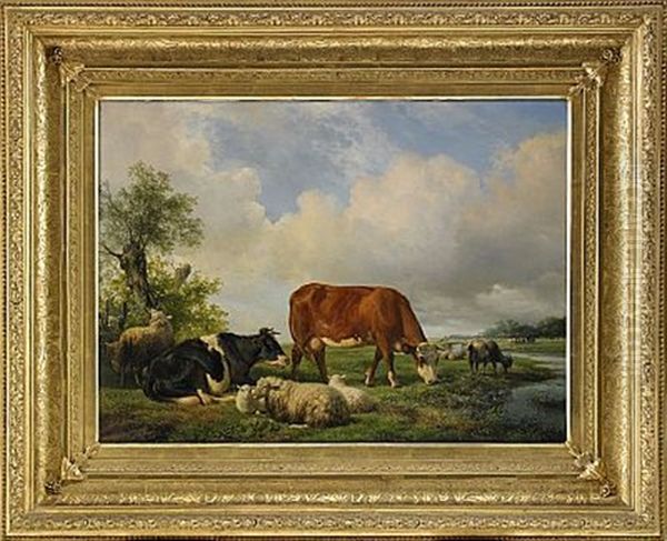 Landskap Med Betande Boskap Oil Painting by Hendrik van de Sande Bakhuyzen