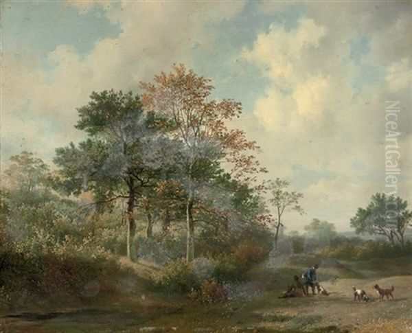 Hunters With Their Dogs Oil Painting by Hendrik van de Sande Bakhuyzen