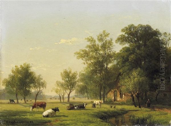 Sommerliche Weidelandschaft Mit Vieh by Hendrik van de Sande Bakhuyzen