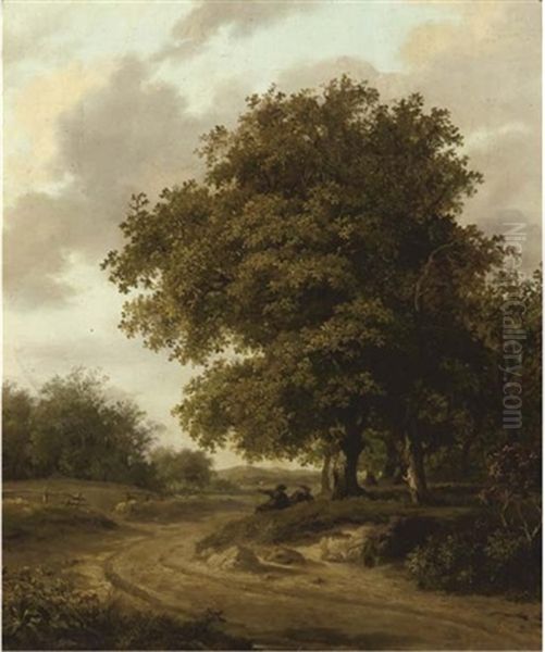 In The Shade Of A Tree Oil Painting by Hendrik van de Sande Bakhuyzen