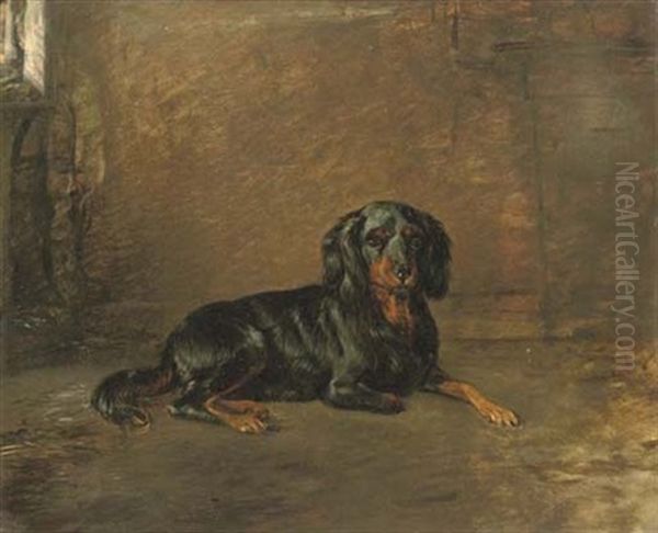 Het Hondje Van De Burgemeester: The Mayor's King Charles Spaniel Oil Painting by Hendrik van de Sande Bakhuyzen