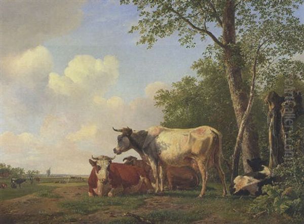 Weidelandschaft Mit Kuhen Oil Painting by Hendrik van de Sande Bakhuyzen