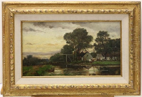 Broeksloot Bij Voorburg Oil Painting by Julius Jacobus Van De Sande Bakhuyzen