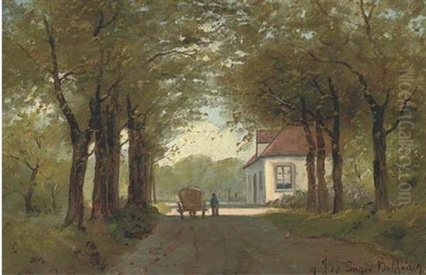 The Road Home Oil Painting by Julius Jacobus Van De Sande Bakhuyzen