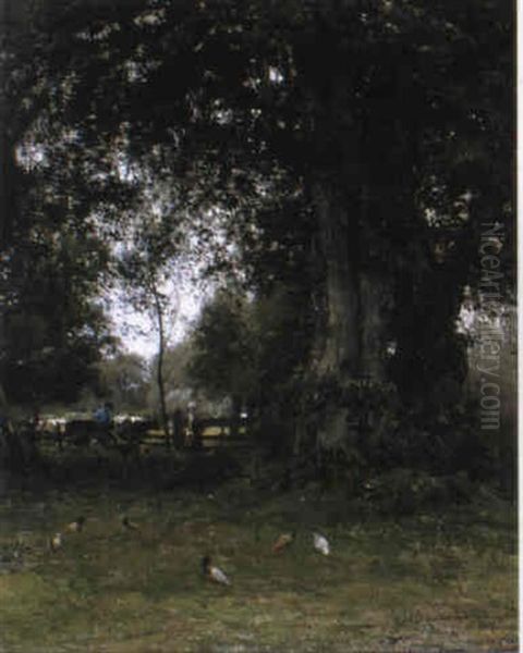 The Edge Of The Wood Oil Painting by Julius Jacobus Van De Sande Bakhuyzen