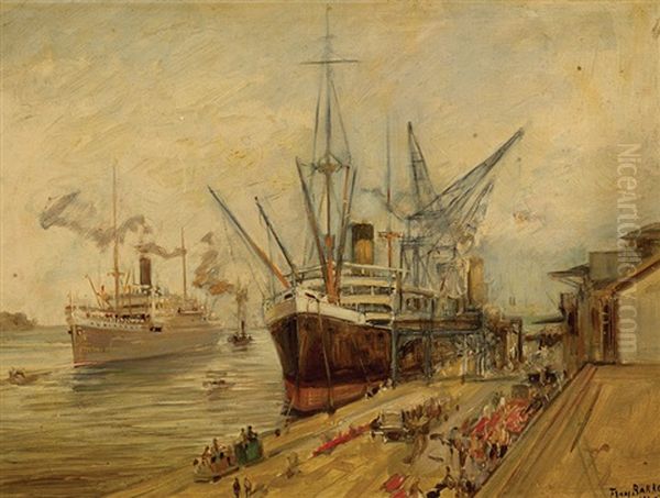 View Of Batavia Harbour Oil Painting by Frans Bakker