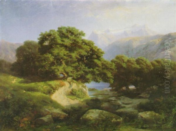 Sommertag Am Vierwaldstatter See Mit Blick Auf Eiger, Jungfrau Und Monch Oil Painting by Julius Bakof