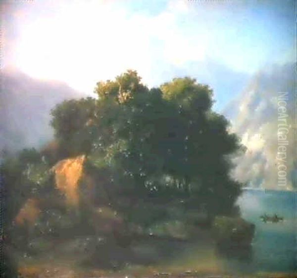 Urnersee Mit Urirotstock Oil Painting by Julius Bakof