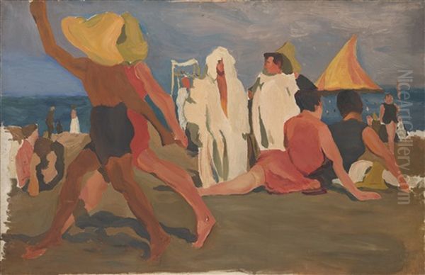 Bathers On The Lido. Venice Oil Painting by Leon Bakst