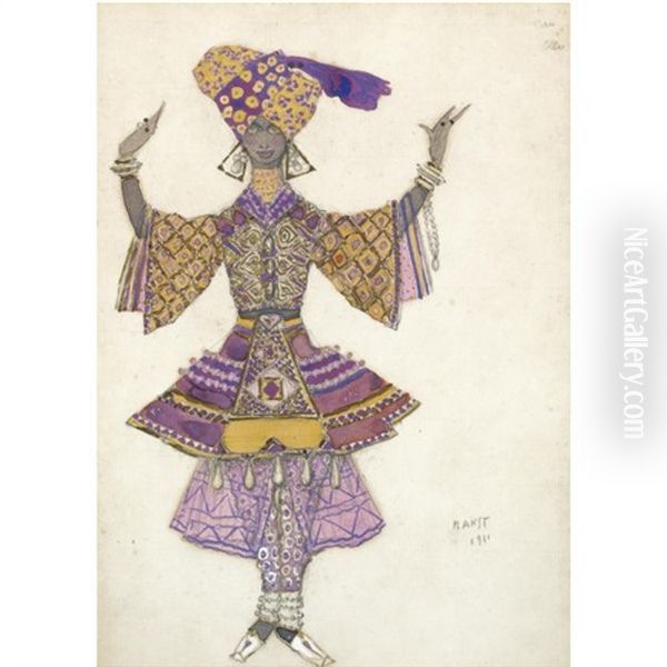 Costume Design For A Young Hindu Prince In Le Dieu Bleu Oil Painting by Leon Bakst