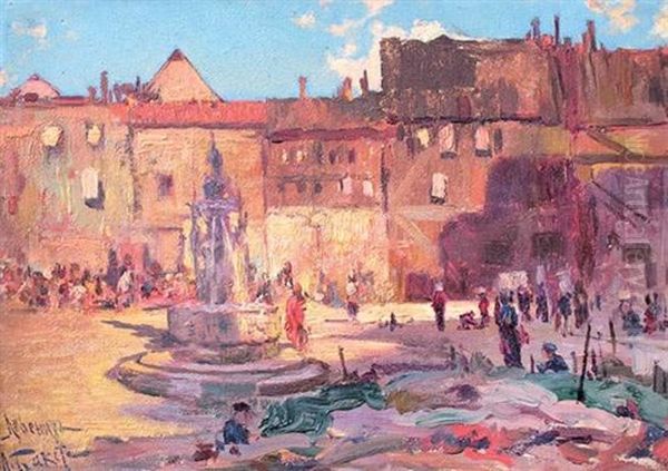 Place A Konigsberg (kaliningrad) Oil Painting by Leon Bakst