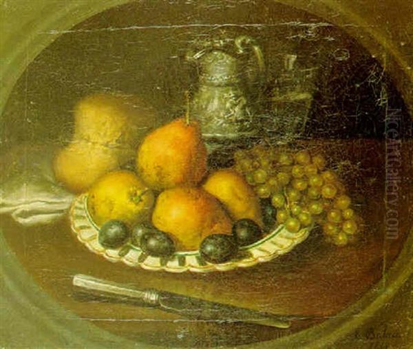 Bodegon De Frutas Oil Painting by Eduardo Balaca y Canseco