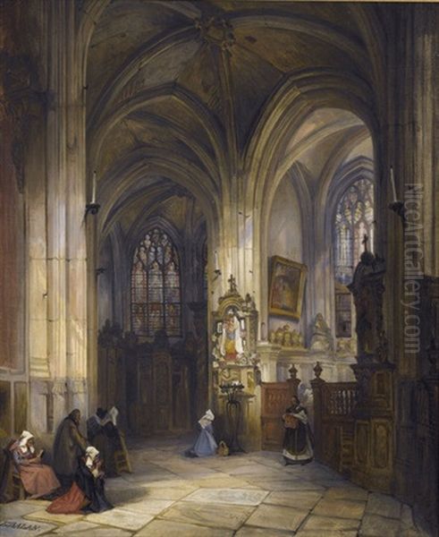 Kircheninterieur Oil Painting by Eugene Balan