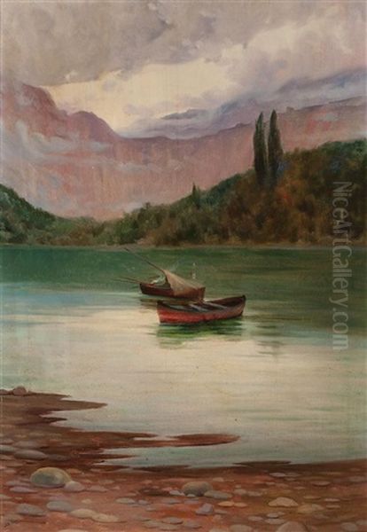 Paisaje Lacustre Oil Painting by Mateo Balasch Mateu