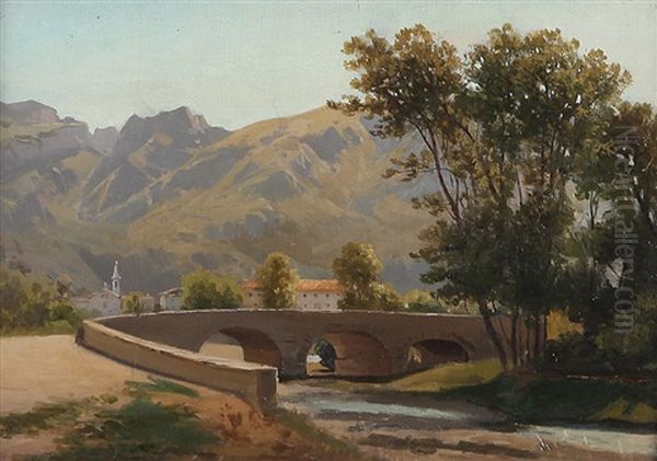 Paesaggio Montano Oil Painting by Eugenio Balbiano di Calcavagno