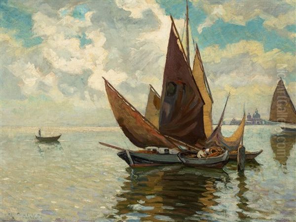 Bay Of Venice Oil Painting by Robert Balcke