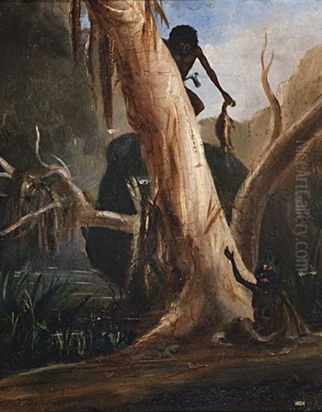 Aborigines Hunting Oil Painting by Thomas Tyrwitt Balcombe