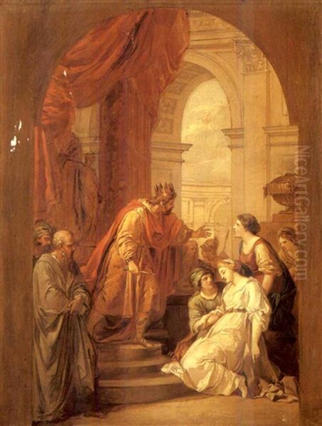 Esther Swoons Before King Ahasuerus Oil Painting by Lazzaro Baldi