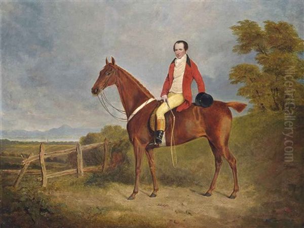 A Gentleman On Moll Romps, In An Extensive Landscape Oil Painting by James Walsham Baldock