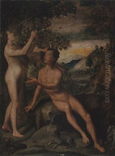 The Temptation Of Adam Oil Painting by Giovanni (Il Cosci) Balducci