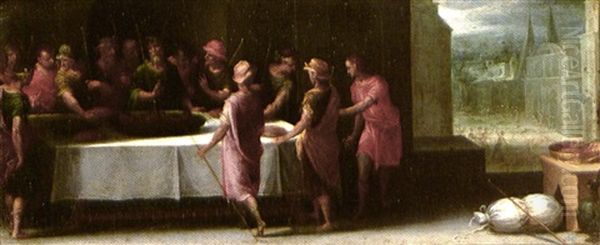 The First Passover Seder, Preceding The Exodus From Egypt Oil Painting by Giovanni (Il Cosci) Balducci