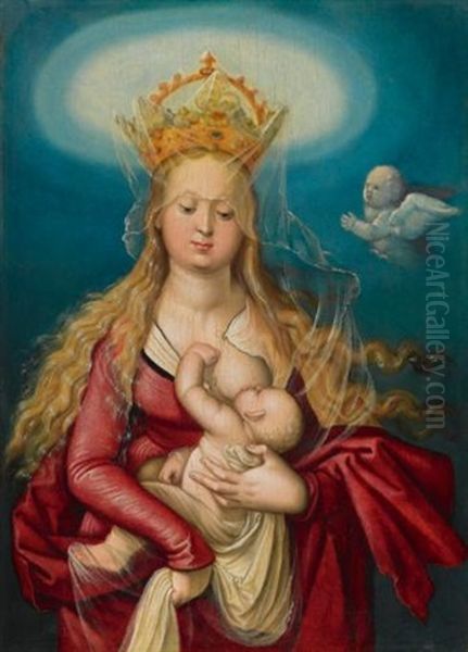 He Virgin As Queen Of Heaven Suckling The Infant Christ Oil Painting by Hans Baldung