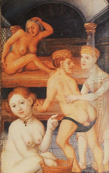 A Bathing Scene Oil Painting by Hans Baldung